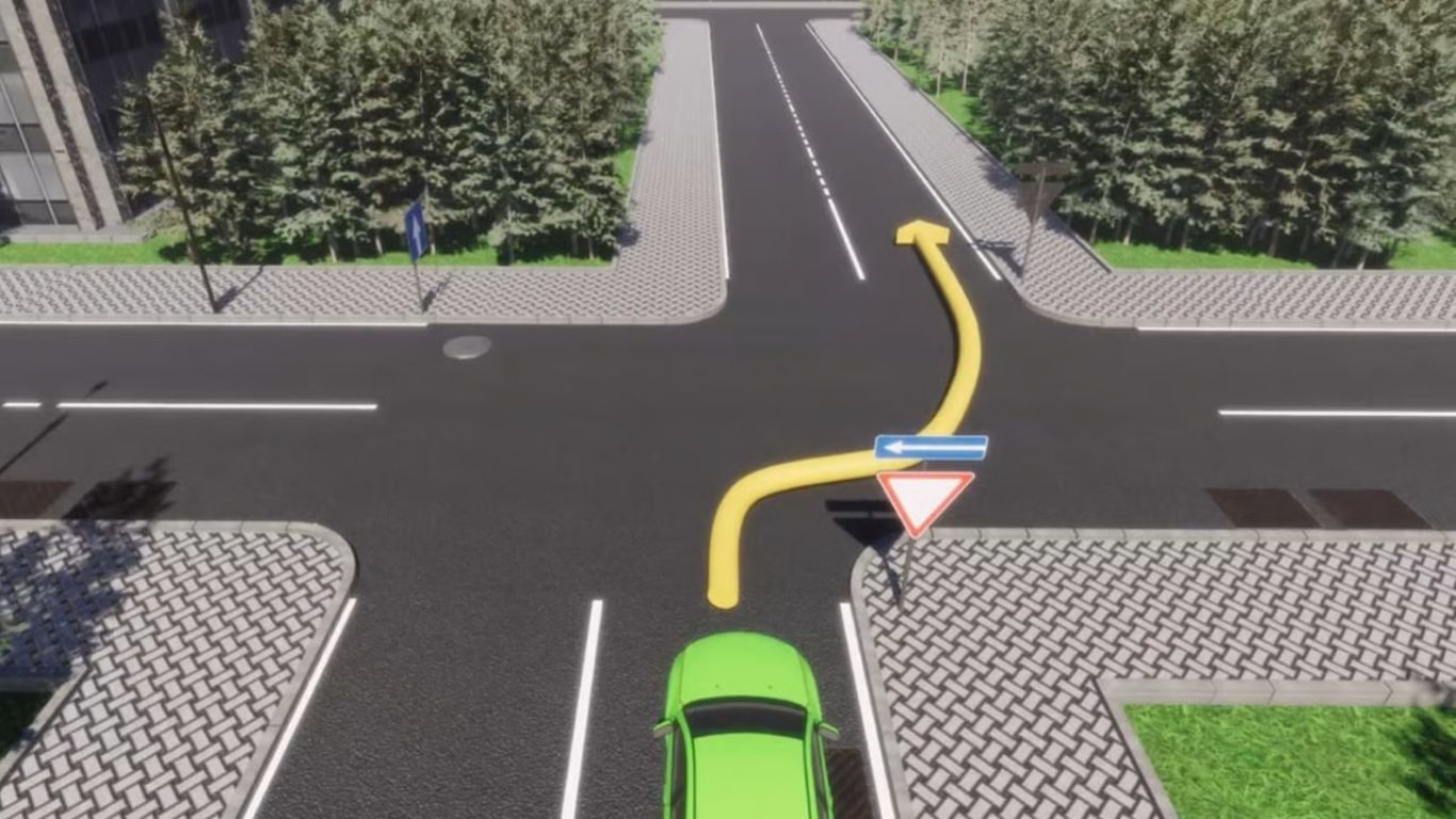 Test of Traffic Rules at a Folded Intersection - Is Turning Allowed